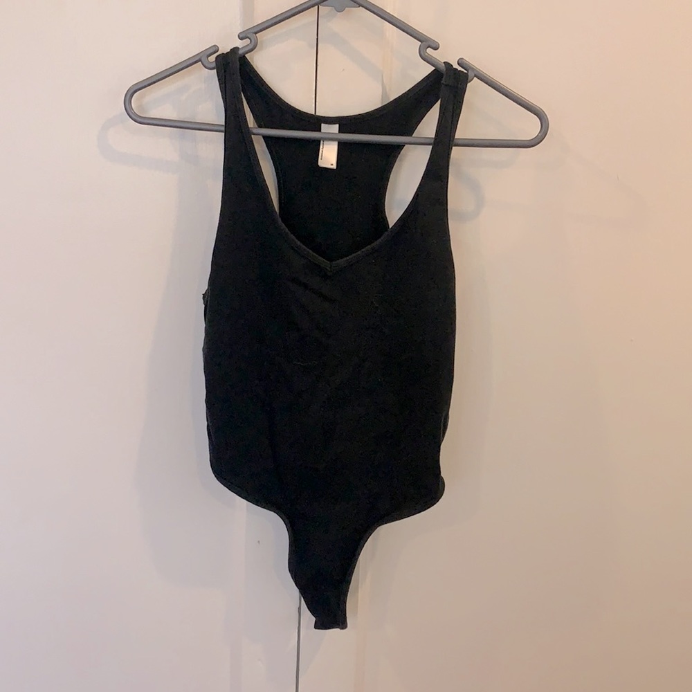 AMERICAN APPAREL Black Racerback Bodysuit, size M